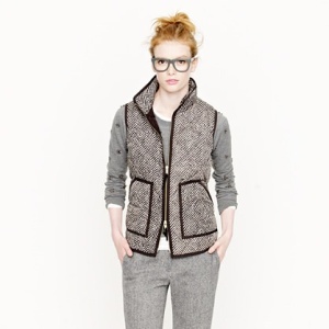 My Morning Coffee- Excursion Quilted Vest in Herringbone from J. Crew