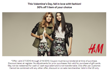 My Morning Coffee- H&M 30% Off 1 Item Printable Coupon